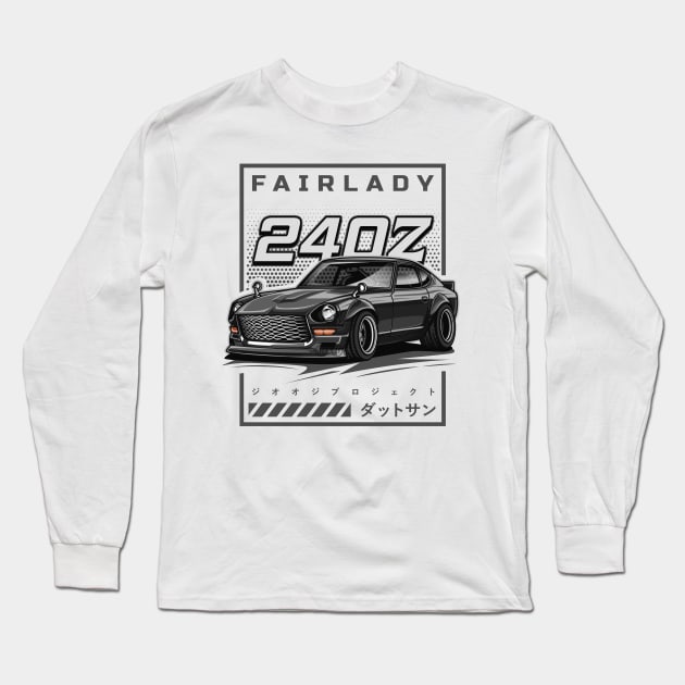Vintage Car Fairlady 240Z (Matte Black) Long Sleeve T-Shirt by Jiooji Project